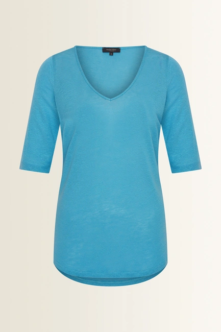 Linnenmix top met V-hals