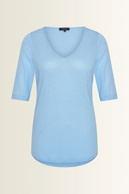 Linnenmix top met V-hals