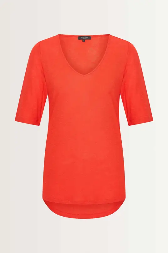 Linnenmix top met V-hals