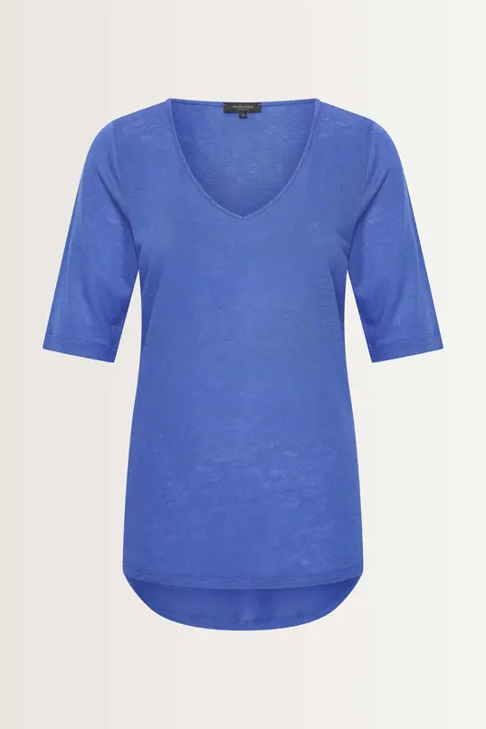 Linnenmix top met V-hals