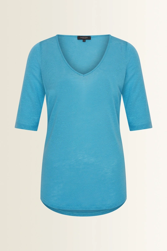 Linnenmix top met V-hals