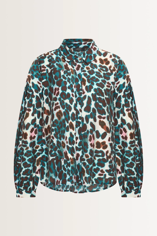 Losvallende blouse met luipaardprint