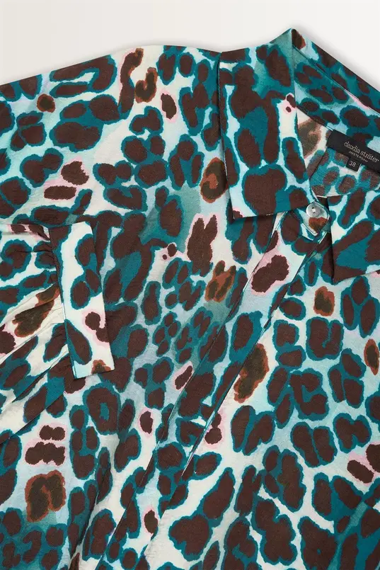 Losvallende blouse met luipaardprint