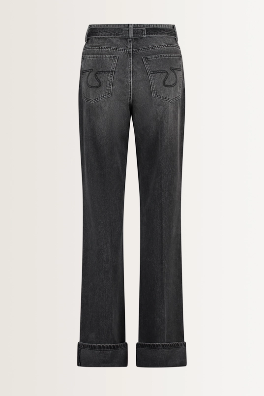 Losvallende jeans met denim riem