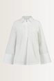 Losvallende poplin blouse polokraag