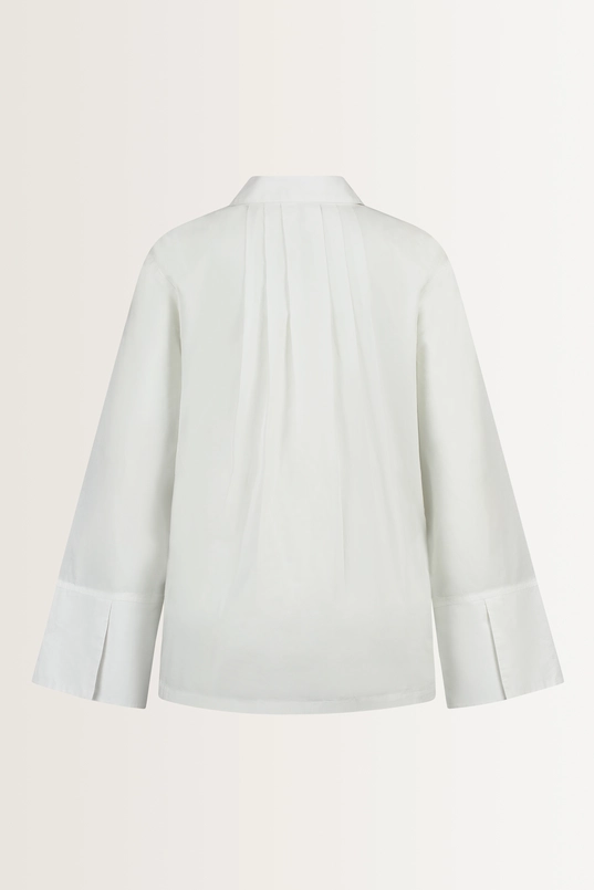 Losvallende poplin blouse polokraag