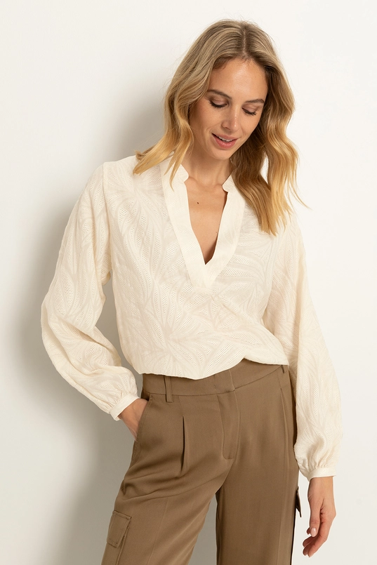 Luchtige blouse bladmotief