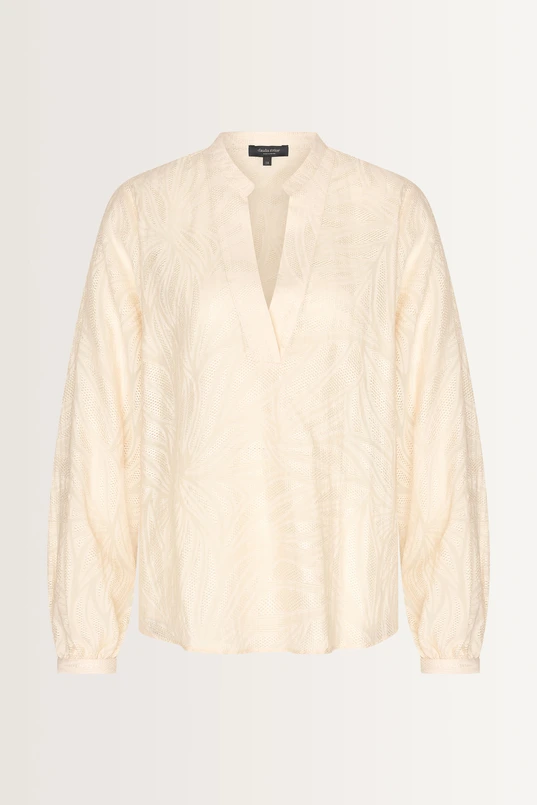Luchtige blouse bladmotief