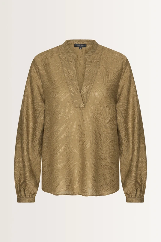 Luchtige blouse bladmotief