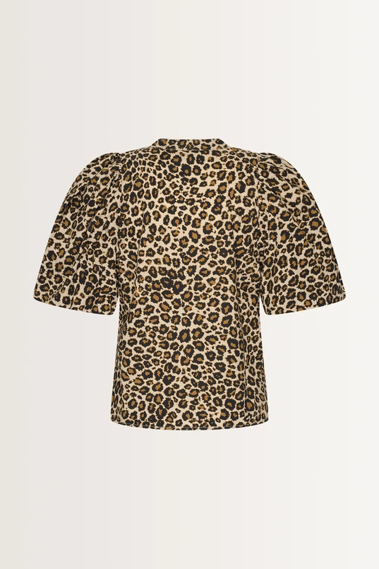 Luipaardprint blouse met pofmouwen