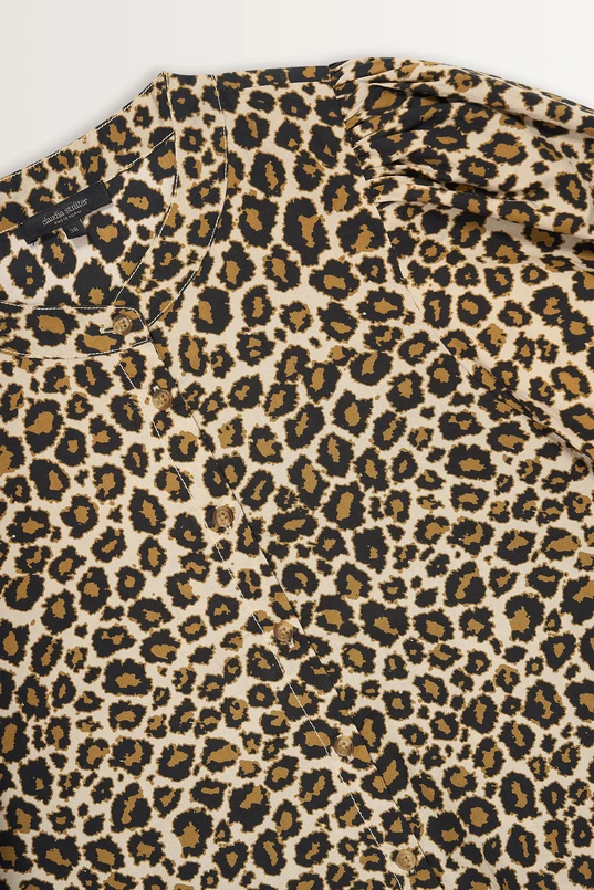 Luipaardprint blouse met pofmouwen