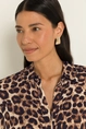 Luipaardprint blouse met puntige overhemdkraag