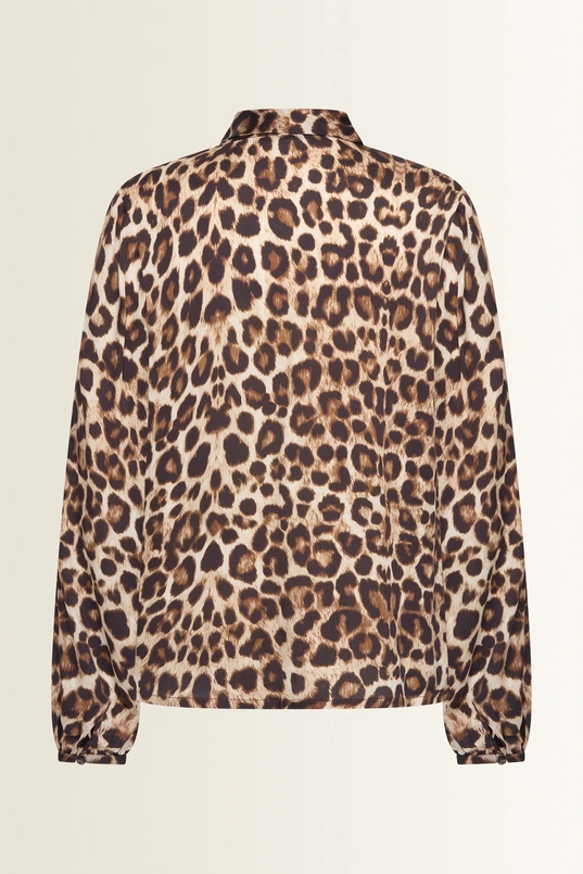Luipaardprint blouse met puntige overhemdkraag