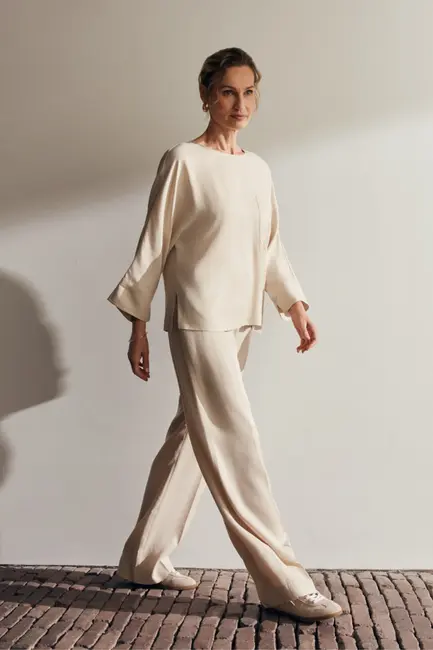 Lyocell pantalon met rechte fit