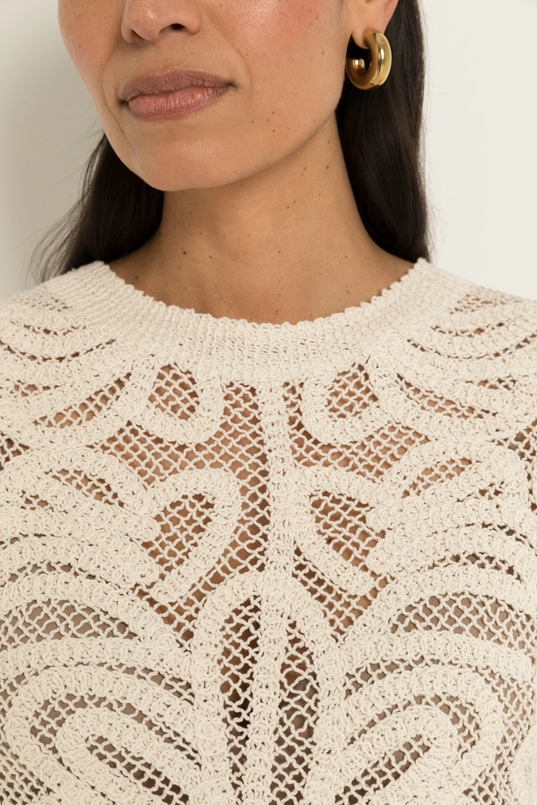 Macramé trui met opengewerkt dessin