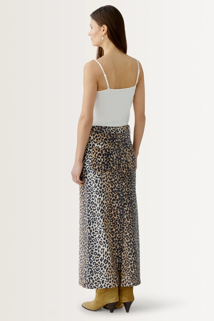 Maxi denimrok met luipaardprint OUI