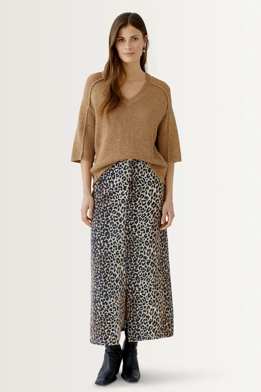 Maxi denimrok met luipaardprint OUI