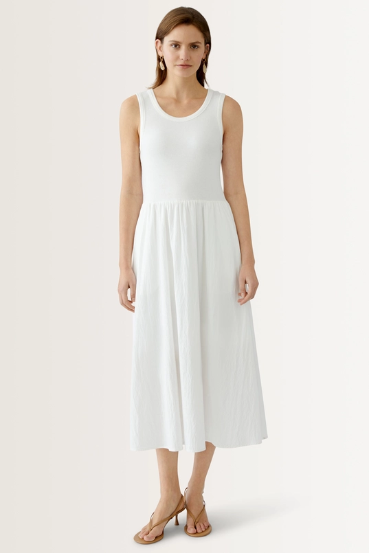 Maxi-jurk met ribtop en zwierige rok