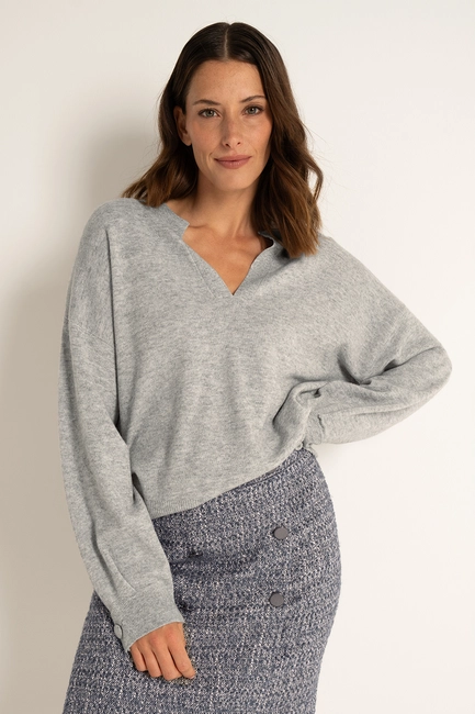 Merinowollen trui met V-hals