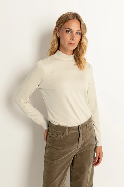 Metallic turtleneck top
