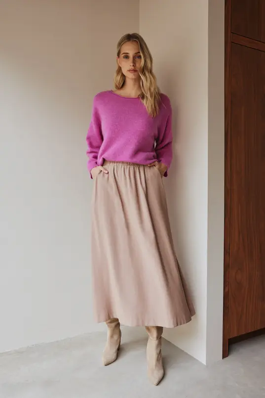 Midi-rok elastische taille