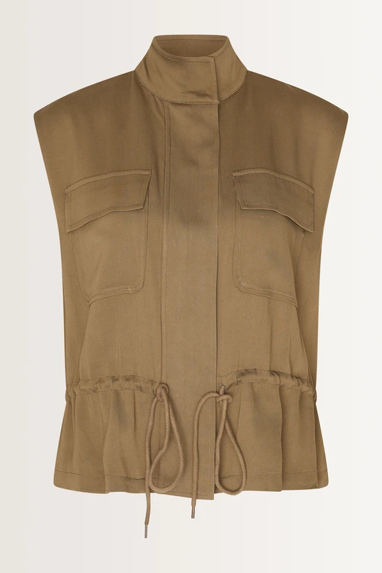 Mouwloos gilet met trekkoord