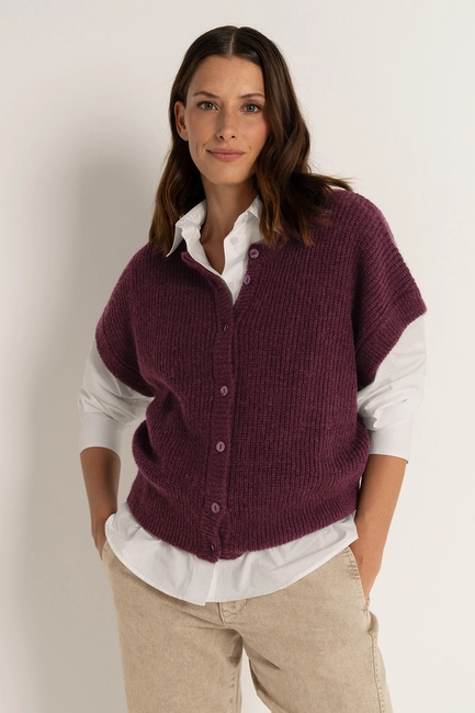 Mouwloos vest in zachte alpaca-wolmix