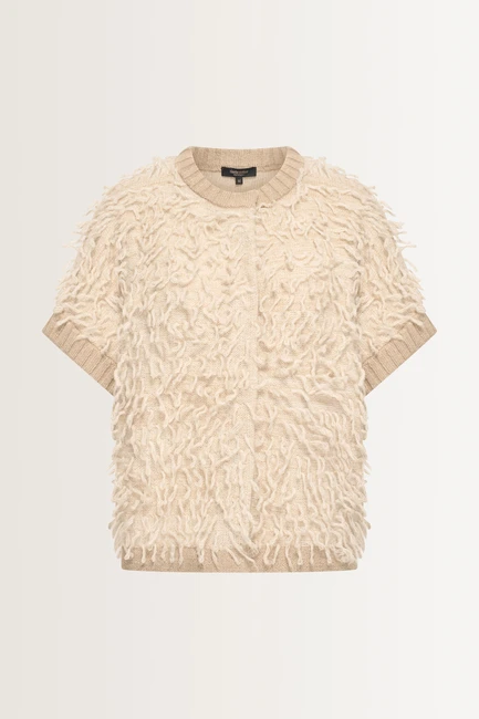 Mouwloos vest met ingebreide franjes