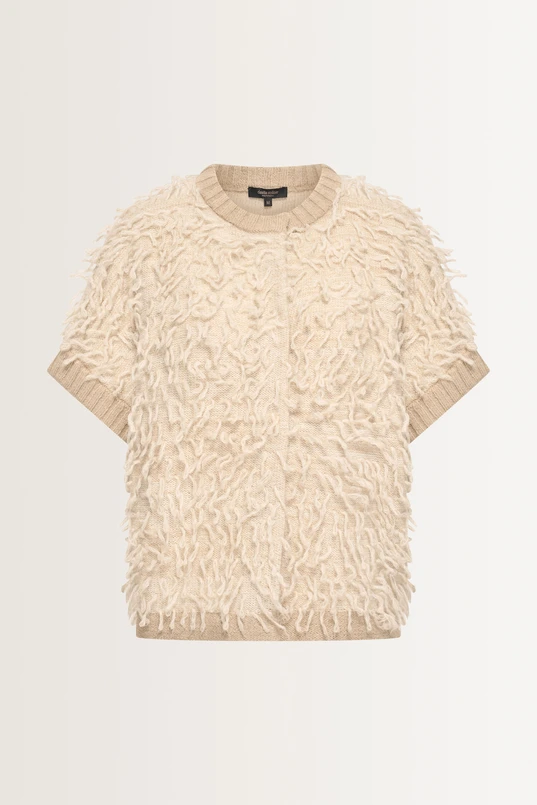 Mouwloos vest met ingebreide franjes