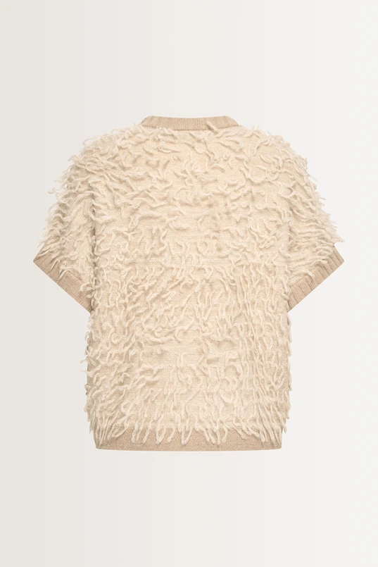 Mouwloos vest met ingebreide franjes