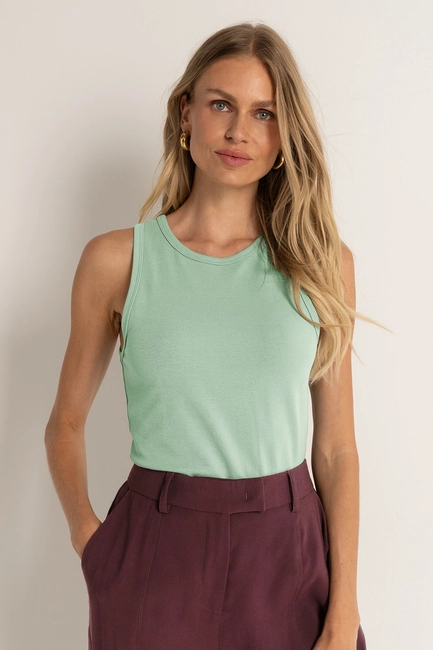 Mouwloze basic in katoenmix