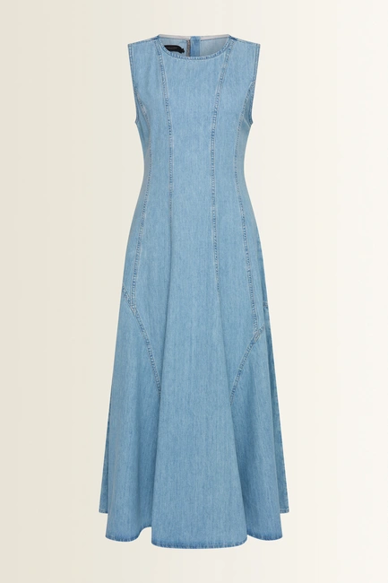Mouwloze jurk van denim