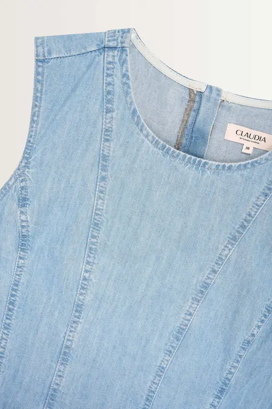 Mouwloze jurk van denim