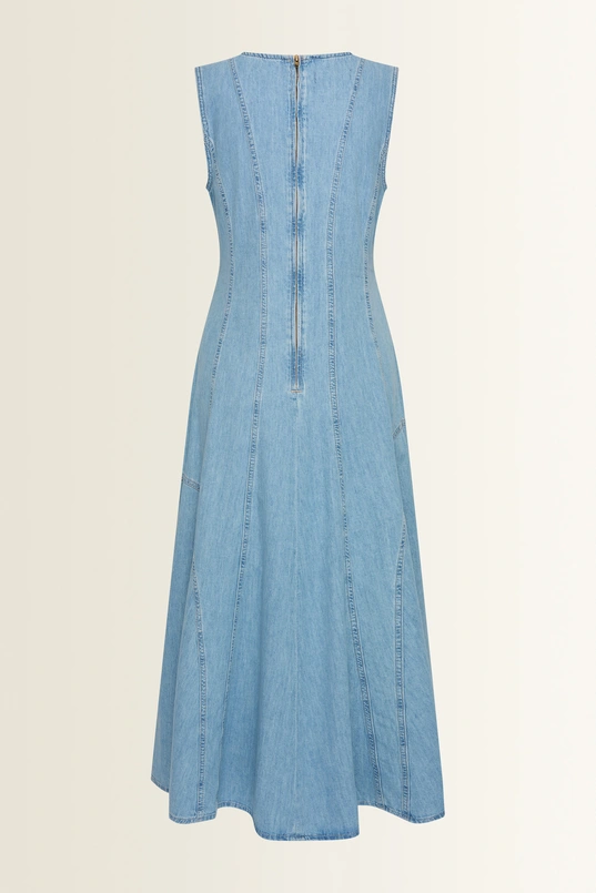 Mouwloze jurk van denim