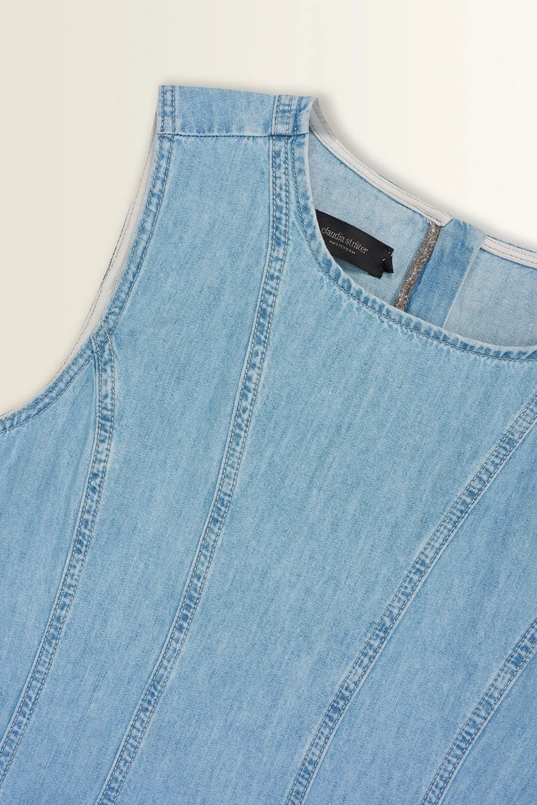 Mouwloze jurk van denim