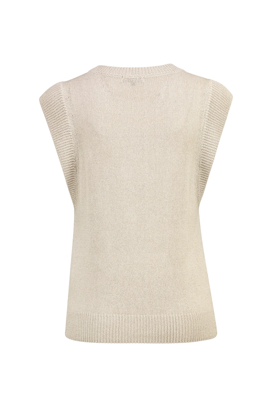 Mouwloze lurex trui