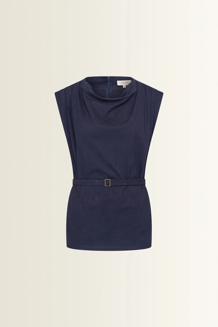 Mouwloze suedine top met ceintuur