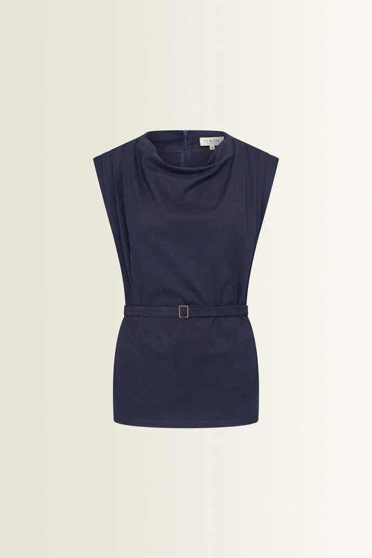Mouwloze suedine top met ceintuur