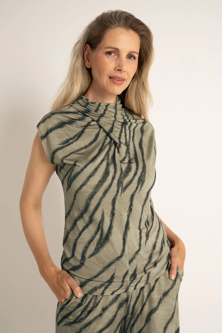 Mouwloze top met zebraprint