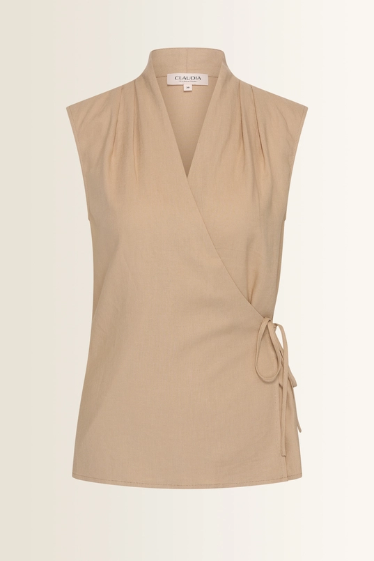 Mouwloze wrap blouse