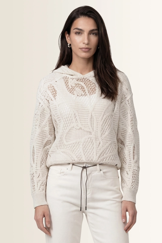Opengewerkte sweater met chenillegaren Monari