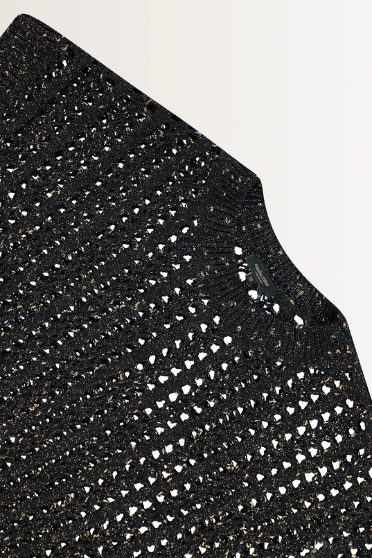 Opengewerkte trui metallic accent
