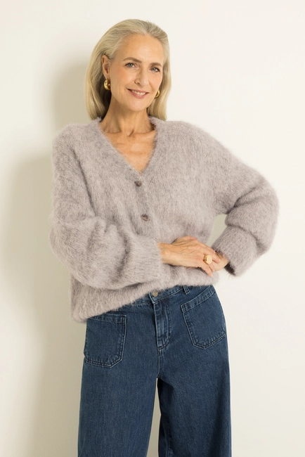 Oversized vest van harige alpacamix