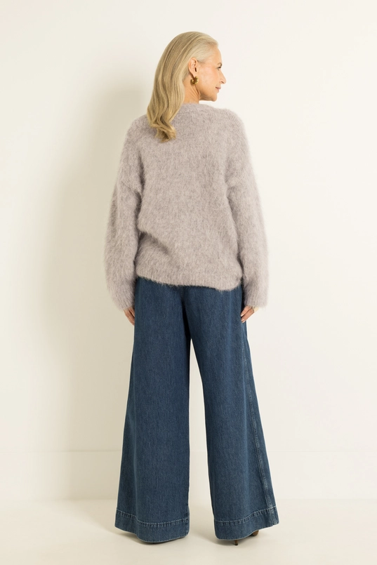 Oversized vest van harige alpacamix