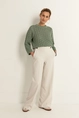 Pantalon met metalen statement knopen