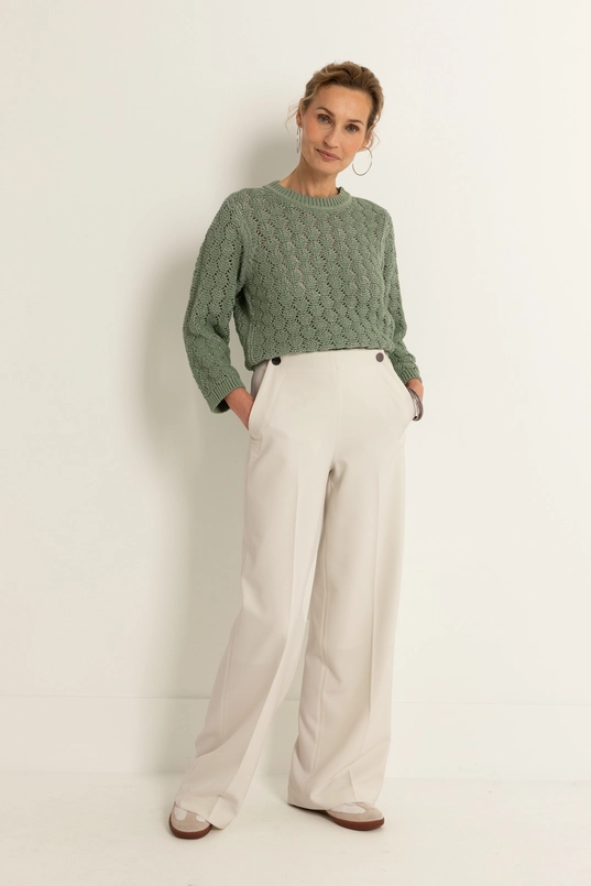 Pantalon met metalen statement knopen