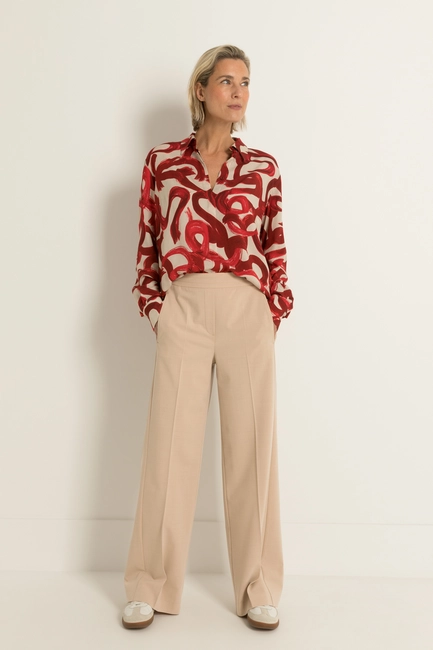Pantalon van coolwoolmix met persvouw