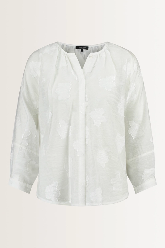 Pofmouw blouse met ingeweven bloemenpatroon