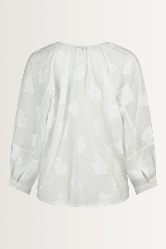 Pofmouw blouse met ingeweven bloemenpatroon