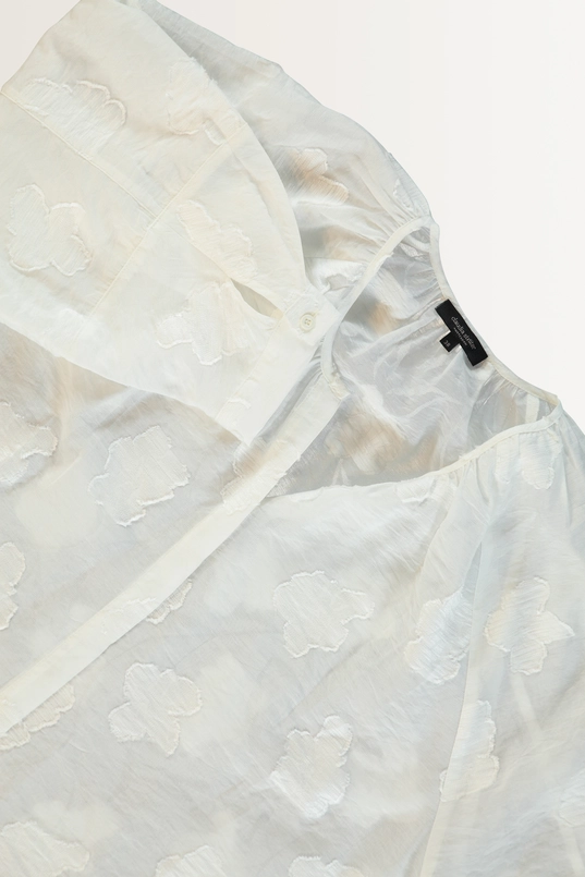 Pofmouw blouse met ingeweven bloemenpatroon